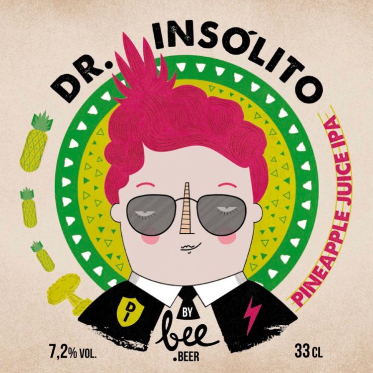 [ BEE BEER Dr. Insólito - Pineapple Juice IPA • ABV 7.2% • IBU 35 ]